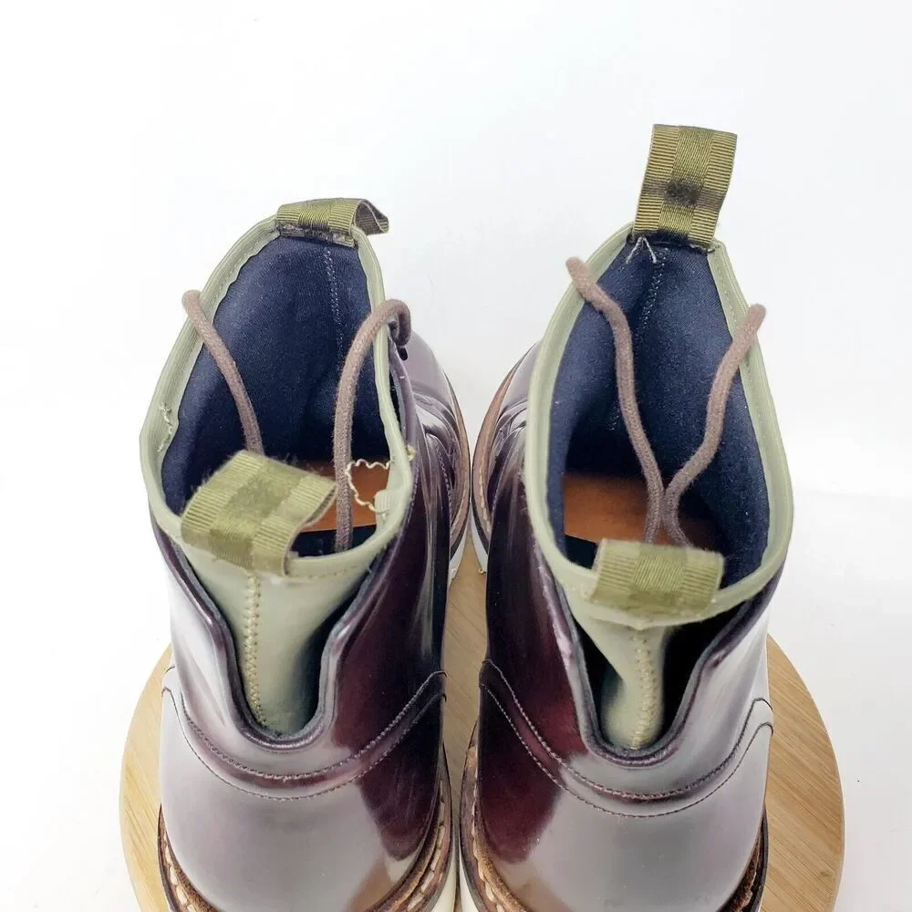 OAMC Compression Boots Mens 11 Burgundy Bull Leather‎ Lace Up Ankle Shoes Vibram
